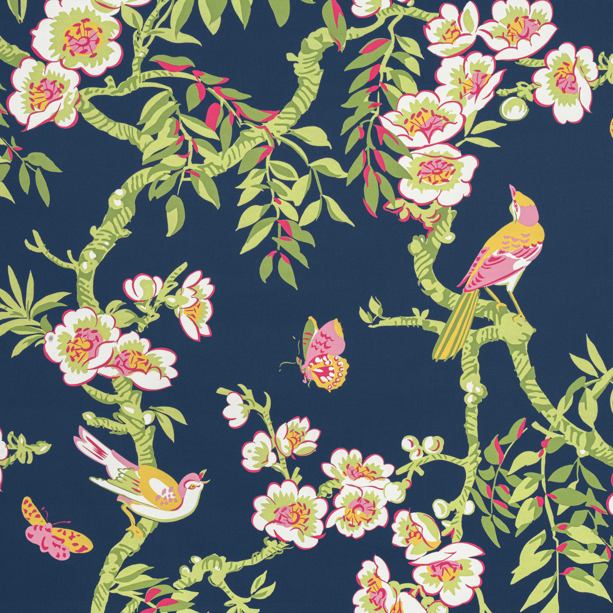 Thibaut F920846 YUKIO Navy and Pink Fabric