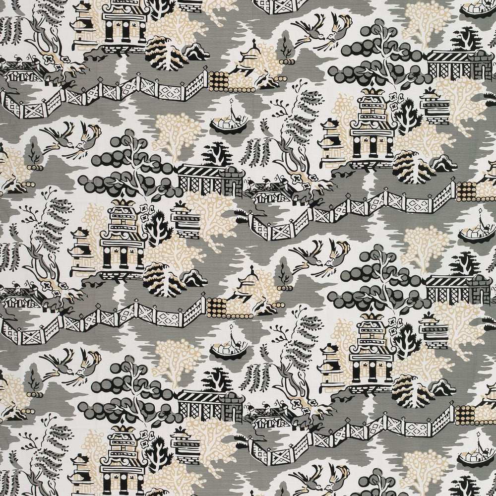Thibaut F936108 LUZON Grey and Black Fabric