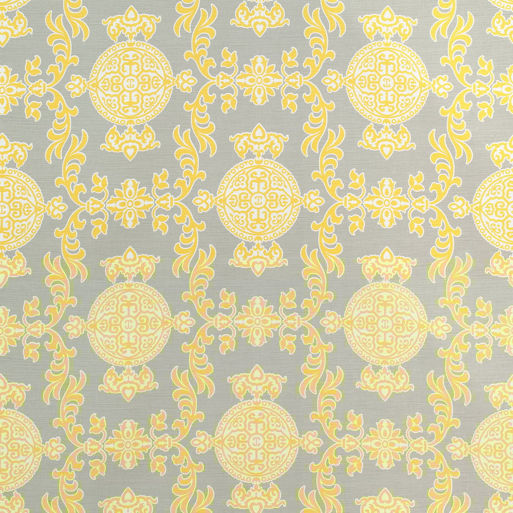 Thibaut F936115 HALIE Grey and Lemon Fabric