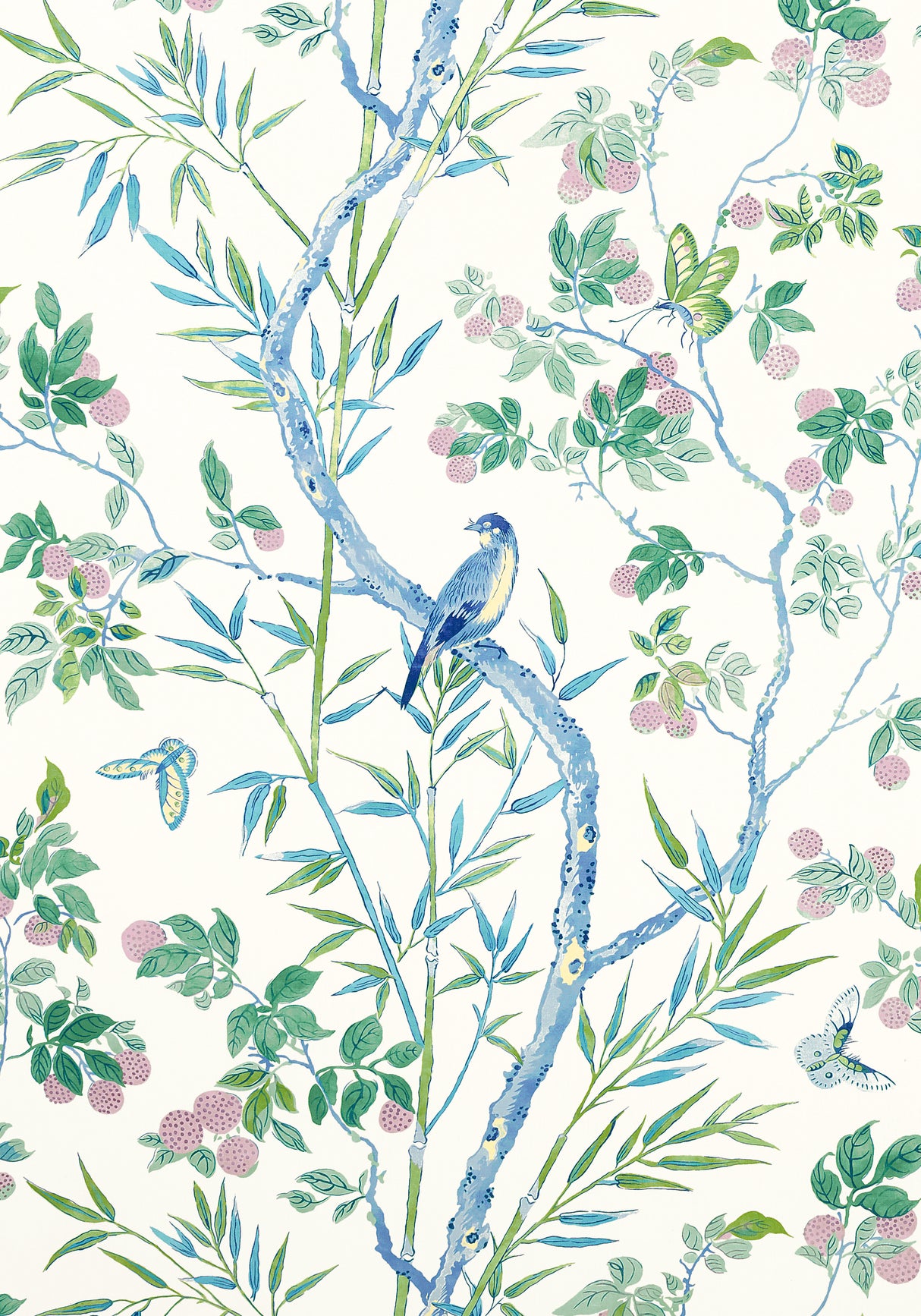 Thibaut F942014 CLAIRE Blue and Green Fabric