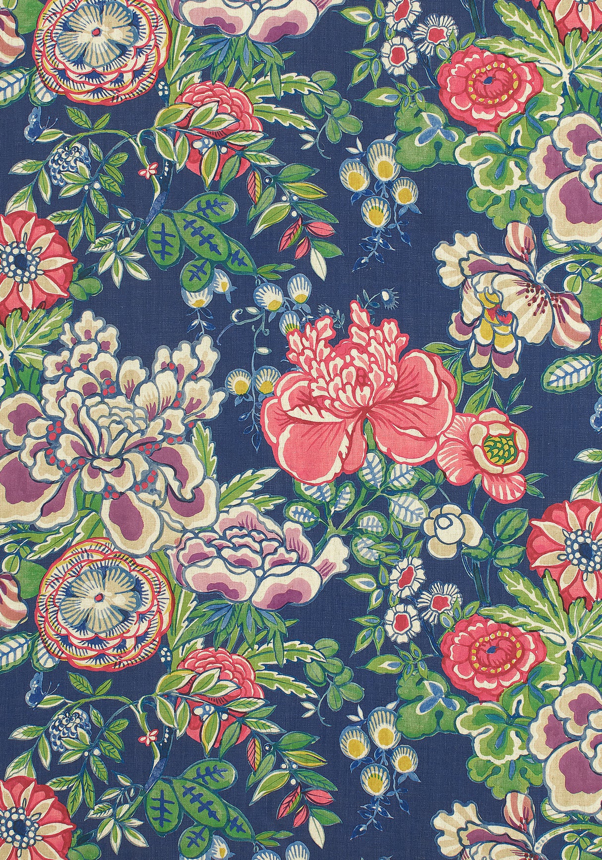 Thibaut F942015 PEONY GARDEN Navy Fabric