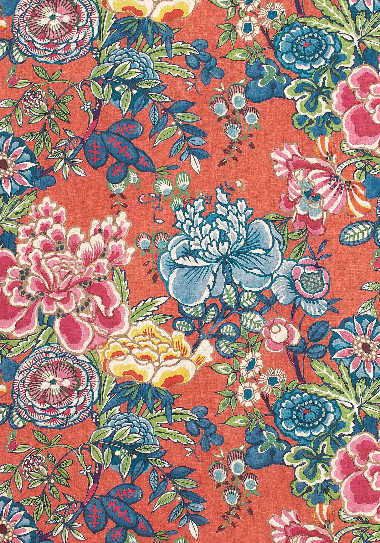 Thibaut F942018 PEONY GARDEN Coral Fabric