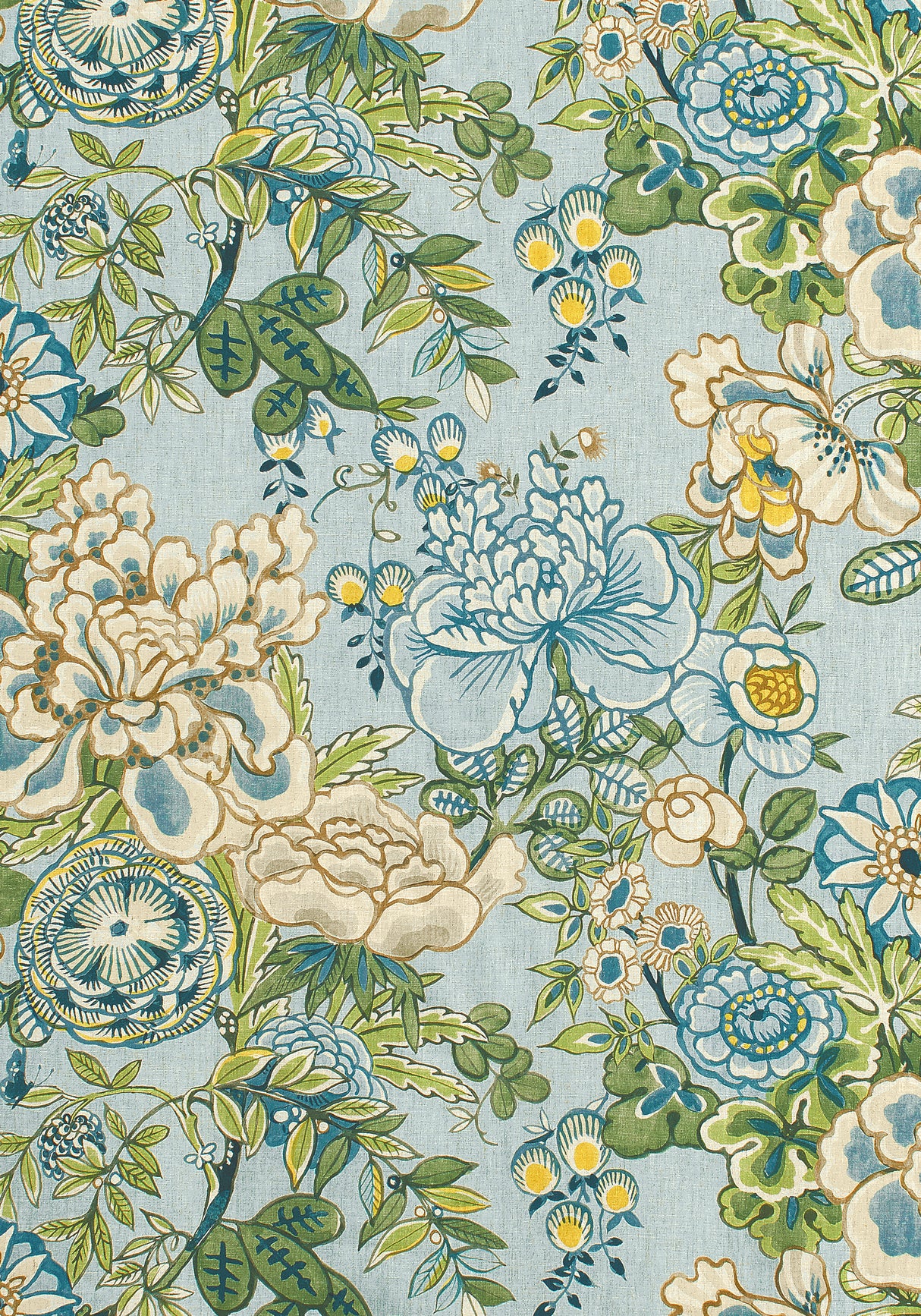 Thibaut F942020 PEONY GARDEN Spa Blue Fabric