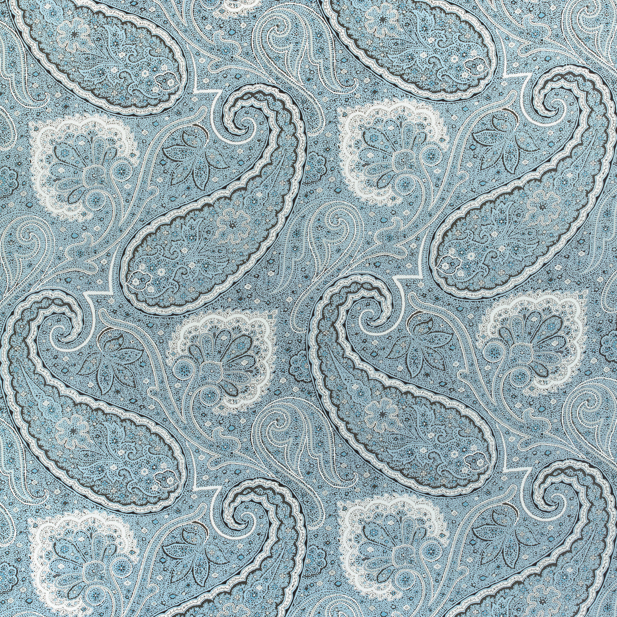 Thibaut F985078 SHERRILL PAISLEY Aqua Fabric