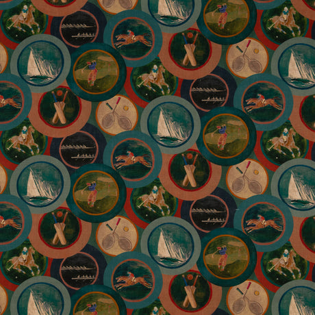 MULBERRY FD2000.R11.0 SPORTING LIFE TEAL Fabric - Eade's Wallpaper