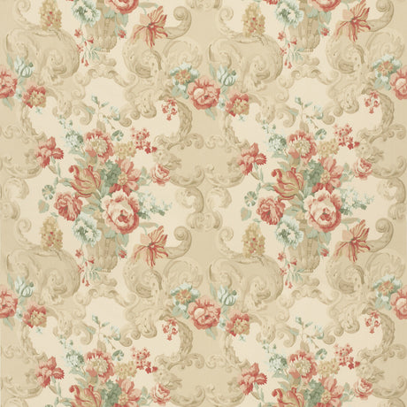 MULBERRY FD2011.R114.0 FLORAL ROCOCO LOVAT/RED Fabric - Eade's Wallpaper