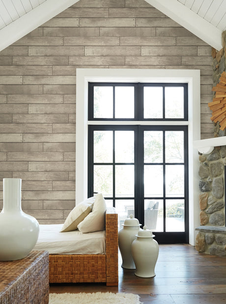 Brewster FD23276 Weathered Grey Nailhead Plank Wallpaper
