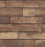 Brewster FD23277 Weathered Brown Nailhead Plank Wallpaper