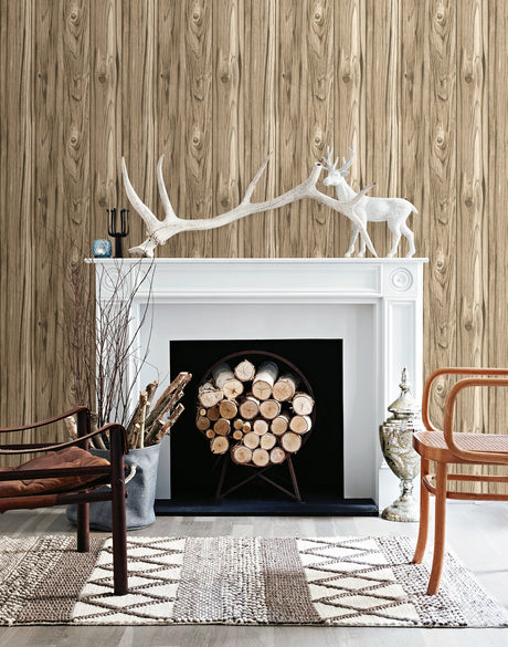 Brewster FD23281 Paneling Brown Wide Plank Wallpaper