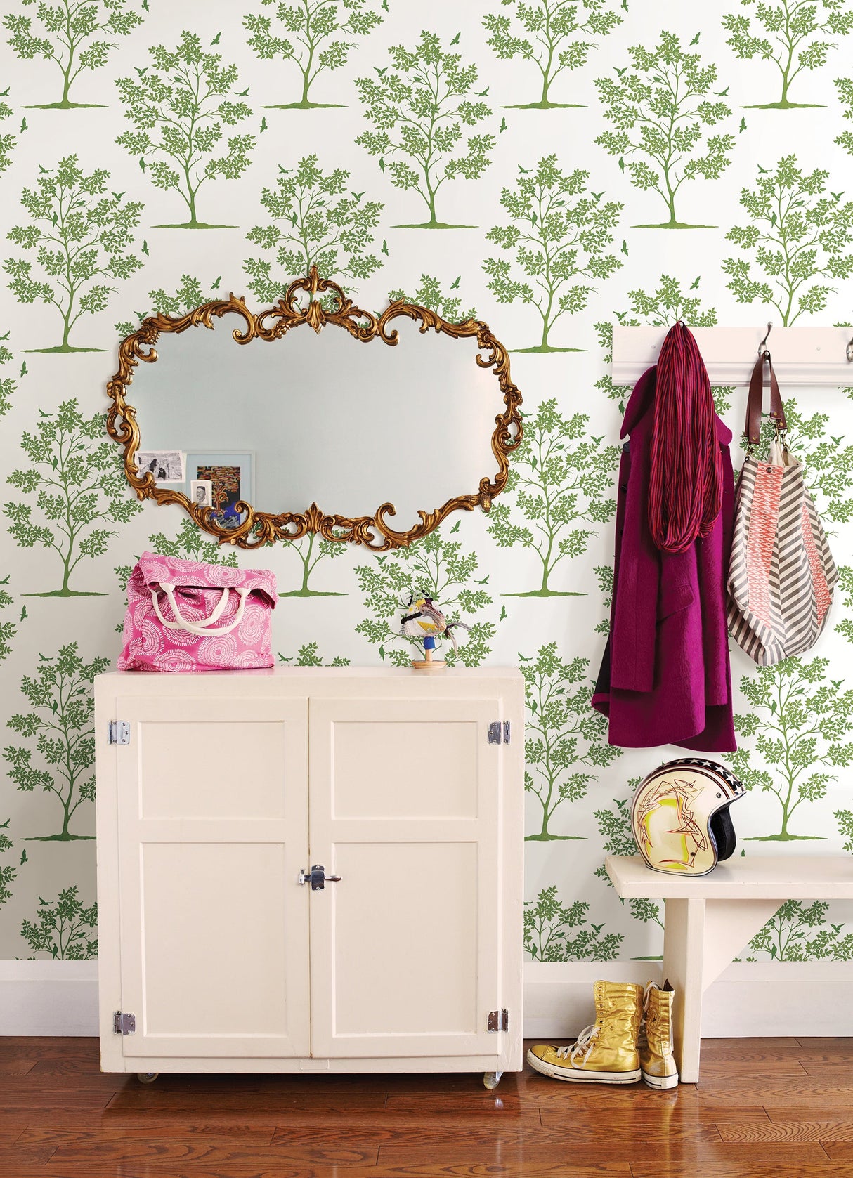 Brewster FD23282 Woodland Green Trees & Birds Wallpaper