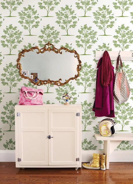 Brewster FD23282 Woodland Green Trees & Birds Wallpaper