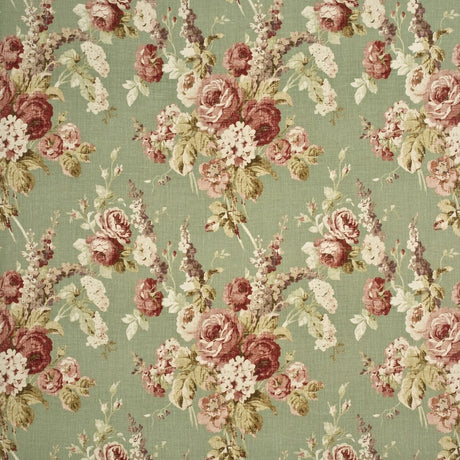 MULBERRY FD264.S38.0 VINTAGE FLORAL CORAL/SAGE Fabric - Eade's Wallpaper