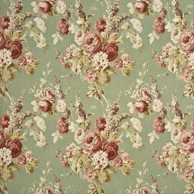 MULBERRY FD264.S38.0 VINTAGE FLORAL CORAL/SAGE Fabric - Eade's Wallpaper