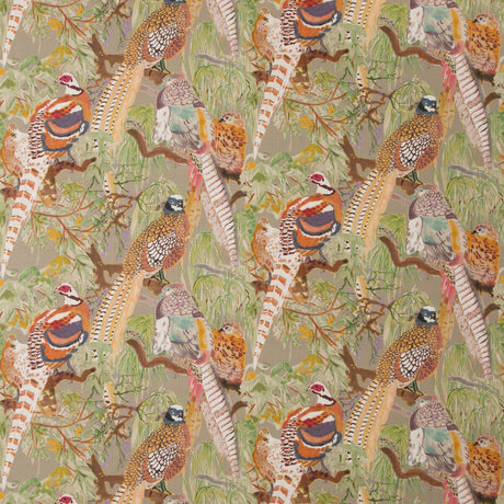 MULBERRY FD269.K102.0 GAME BIRDS LINEN STONE/MULTI Fabric - Eade's Wallpaper
