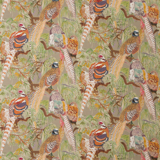 MULBERRY FD269.K102.0 GAME BIRDS LINEN STONE/MULTI Fabric - Eade's Wallpaper