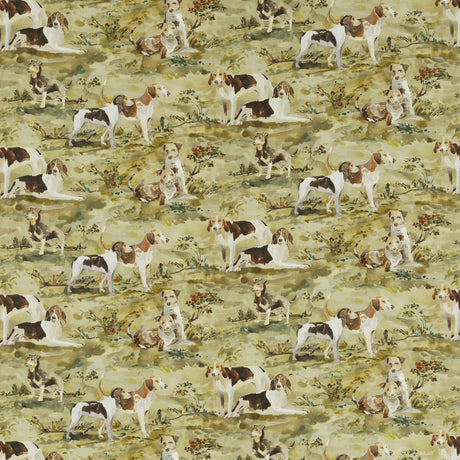 MULBERRY FD296.Y101.0 MULBERRY HOUNDS LINEN MULTI Fabric - Eade's Wallpaper