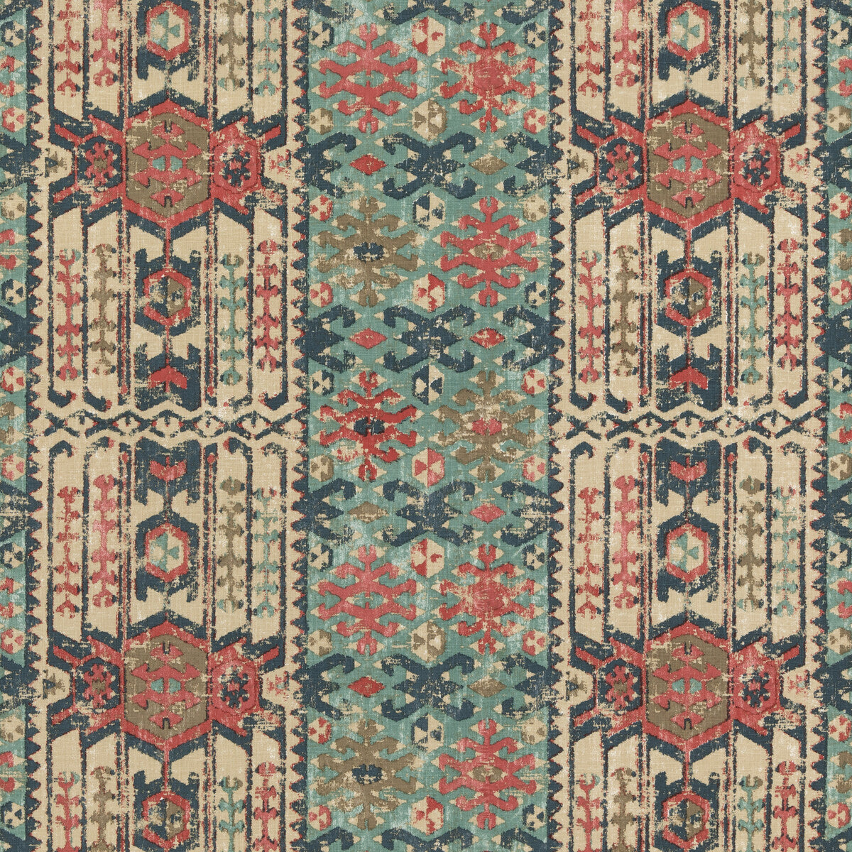 MULBERRY FD309.G103.0 KILVER INDIGO/RED Fabric - Eade's Wallpaper