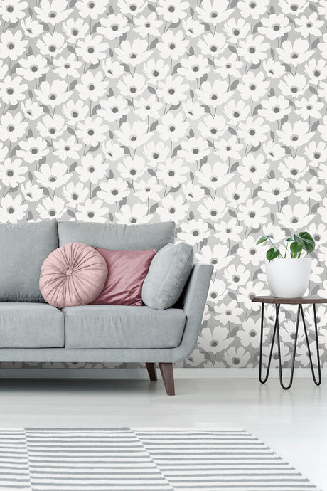 Fine Decor FD42573 Mia Silver Floral Wallpaper