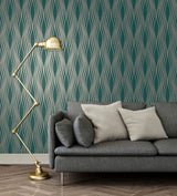 Fine Decor FD42687 Valor Aquamarine Wave Wallpaper