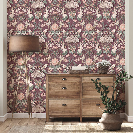 Fine Decor FD42949 Fae Plum Woodland Wallpaper