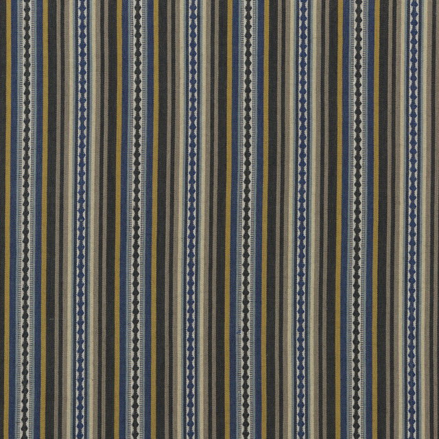 MULBERRY FD731.H51.0 DALTON STRIPE INDIGO/OCHRE Fabric - Eade's Wallpaper