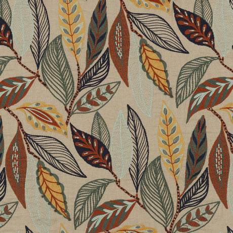 MULBERRY FD766.H43.0 FOREST LEAVES INDIGO/TEAL Fabric - Eade's Wallpaper