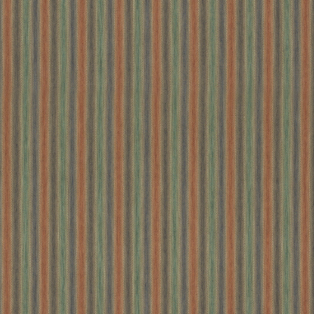MULBERRY FD811.R50.0 SHEPTON STRIPE TEAL/SPICE Fabric - Eade's Wallpaper