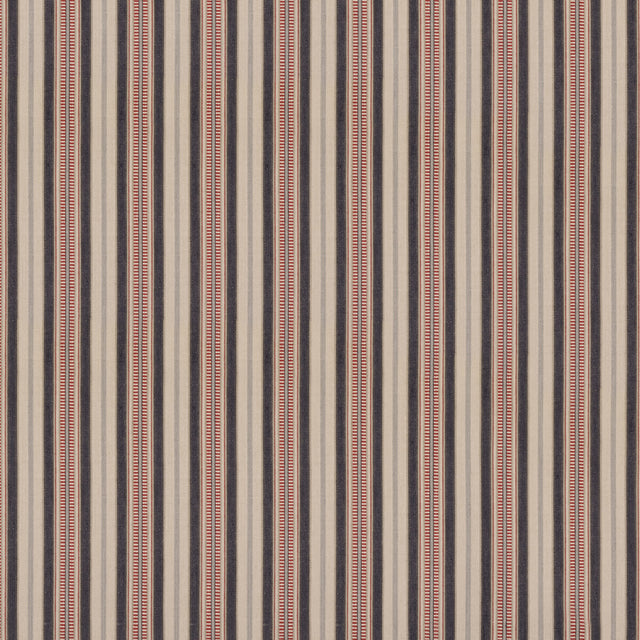 MULBERRY FD820.G103.0 SHELTER STRIPE INDIGO/RED Fabric - Eade's Wallpaper