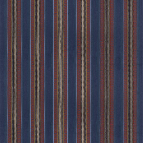 MULBERRY FD827.G103.0 WESTERLY STRIPE INDIGO/RED Fabric - Eade's Wallpaper