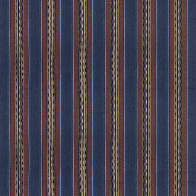 MULBERRY FD827.G103.0 WESTERLY STRIPE INDIGO/RED Fabric - Eade's Wallpaper