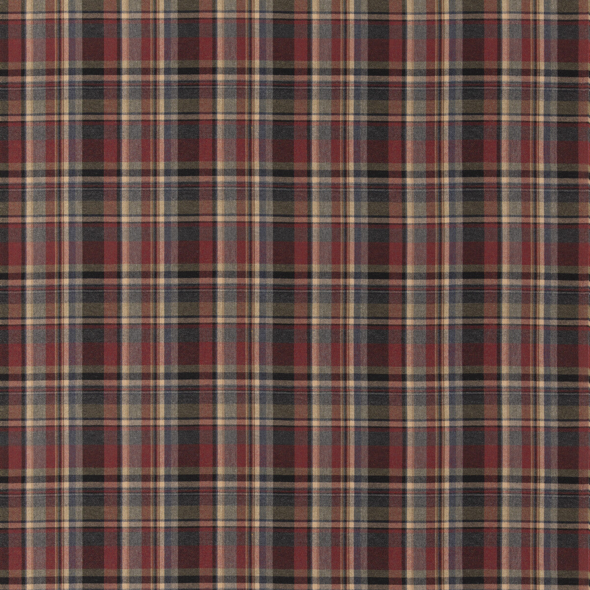 MULBERRY FD838.A44.0 LINDISFARNE PLAID CHARCOAL/RED Fabric - Eade's Wallpaper