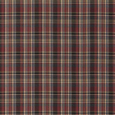MULBERRY FD838.A44.0 LINDISFARNE PLAID CHARCOAL/RED Fabric - Eade's Wallpaper