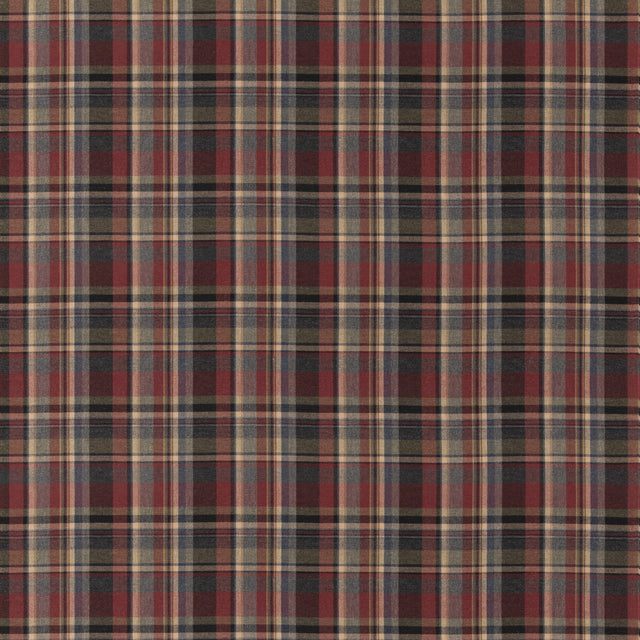 MULBERRY FD838.A44.0 LINDISFARNE PLAID CHARCOAL/RED Fabric - Eade's Wallpaper