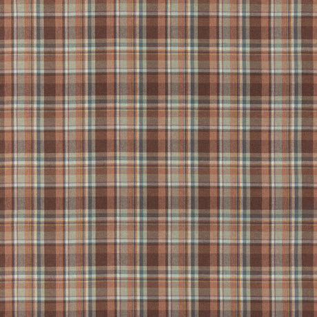 MULBERRY FD838.V174.0 LINDISFARNE PLAID RUSSET/AQUA Fabric - Eade's Wallpaper