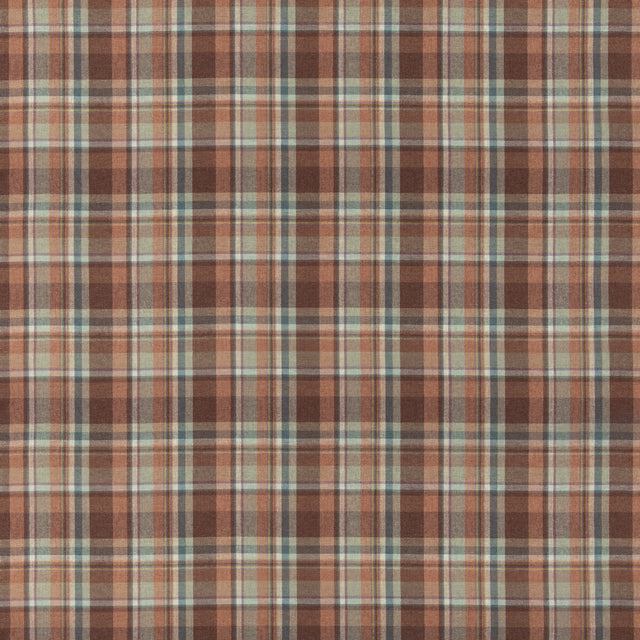 MULBERRY FD838.V174.0 LINDISFARNE PLAID RUSSET/AQUA Fabric - Eade's Wallpaper