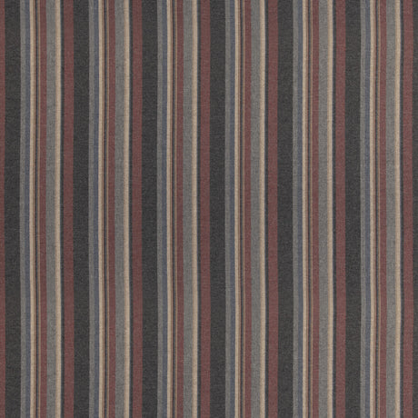 MULBERRY FD839.A44.0 LINDISFARNE STRIPE CHARCOAL/RED Fabric - Eade's Wallpaper