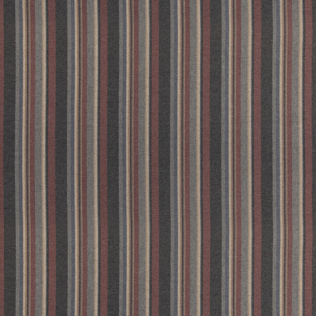 MULBERRY FD839.A44.0 LINDISFARNE STRIPE CHARCOAL/RED Fabric - Eade's Wallpaper