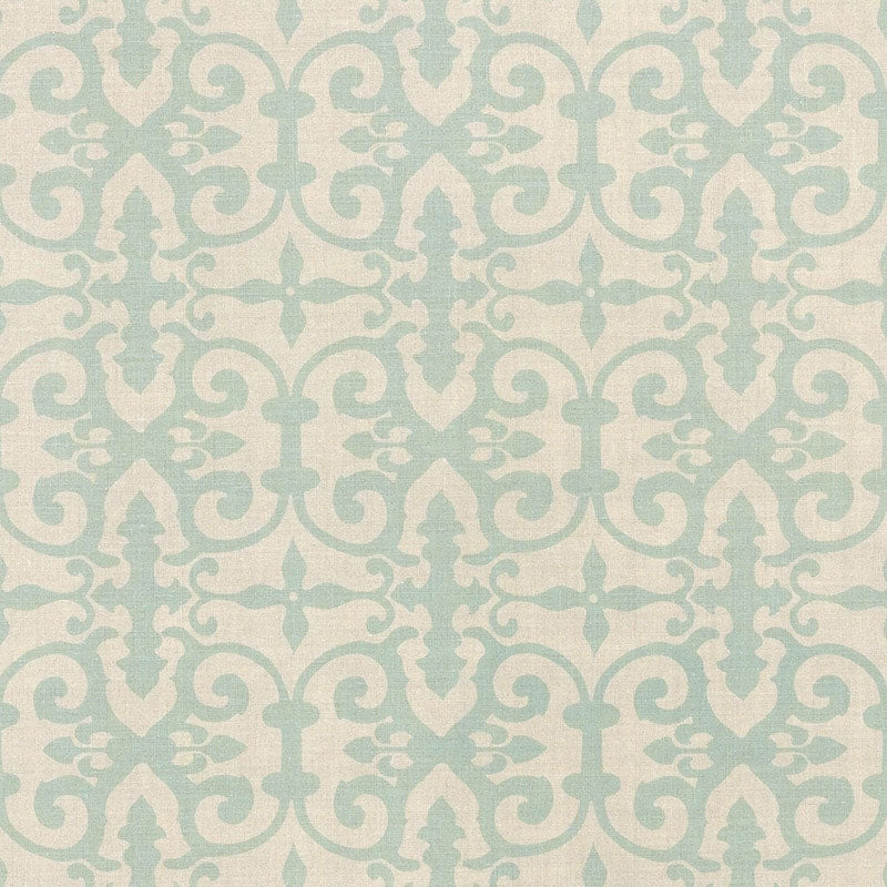 Schumacher Ferne Park Aqua Fabric