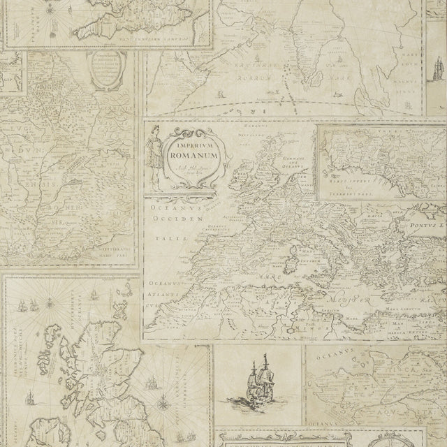 MULBERRY FG077.J107.0 BOHEMIAN TRAVELS PARCHMENT Wallpaper - Eade's Wallpaper