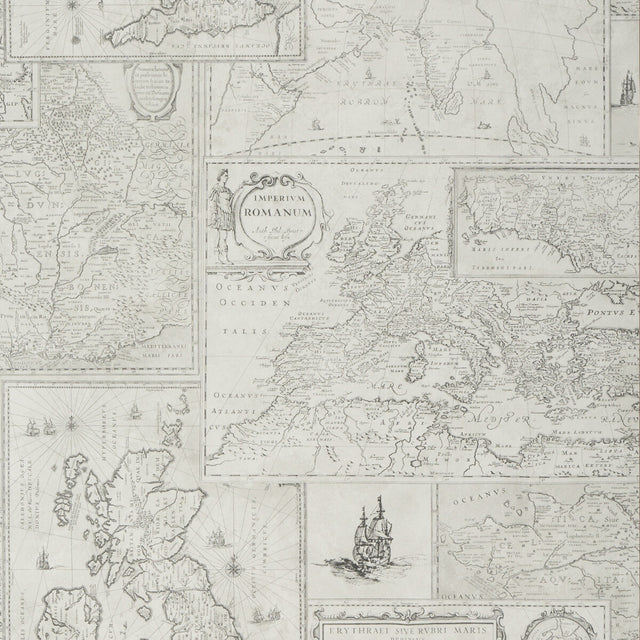MULBERRY FG077.J125.0 BOHEMIAN TRAVELS SILVER Wallpaper - Eade's Wallpaper