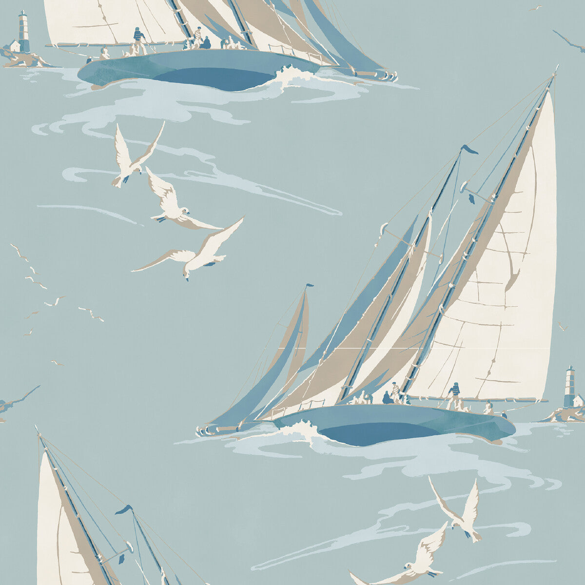 MULBERRY FG094.H101.0 ROUND THE ISLAND BLUE Wallpaper - Eade's Wallpaper