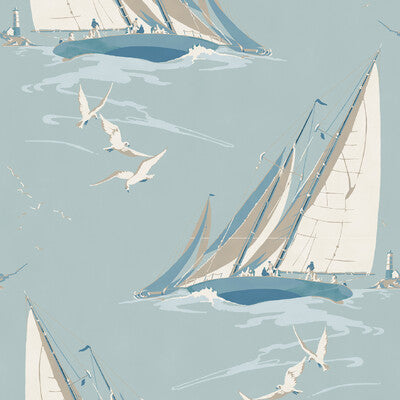 MULBERRY FG094.H101.0 ROUND THE ISLAND BLUE Wallpaper - Eade's Wallpaper
