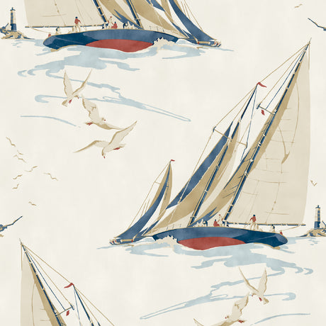 MULBERRY FG094.V110.0 ROUND THE ISLAND RED/BLUE Wallpaper - Eade's Wallpaper