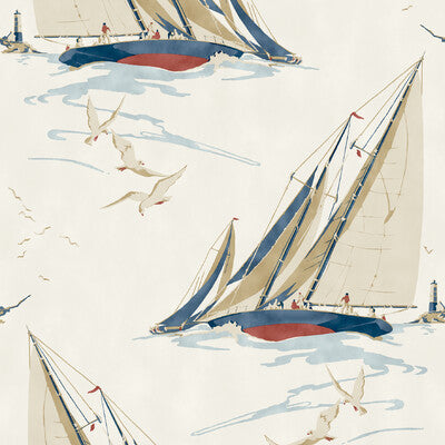 MULBERRY FG094.V110.0 ROUND THE ISLAND RED/BLUE Wallpaper - Eade's Wallpaper
