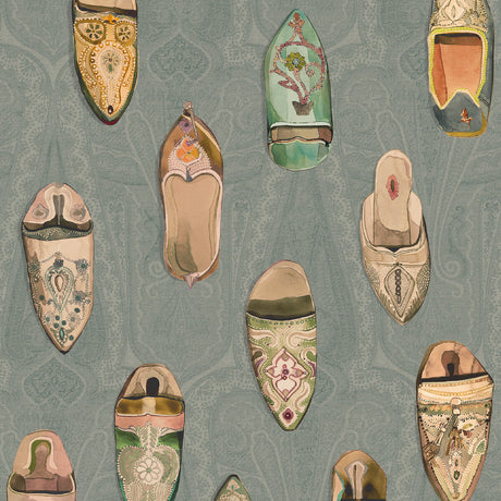 MULBERRY FG096.R11.0 BABOUCHES TEAL Wallpaper - Eade's Wallpaper
