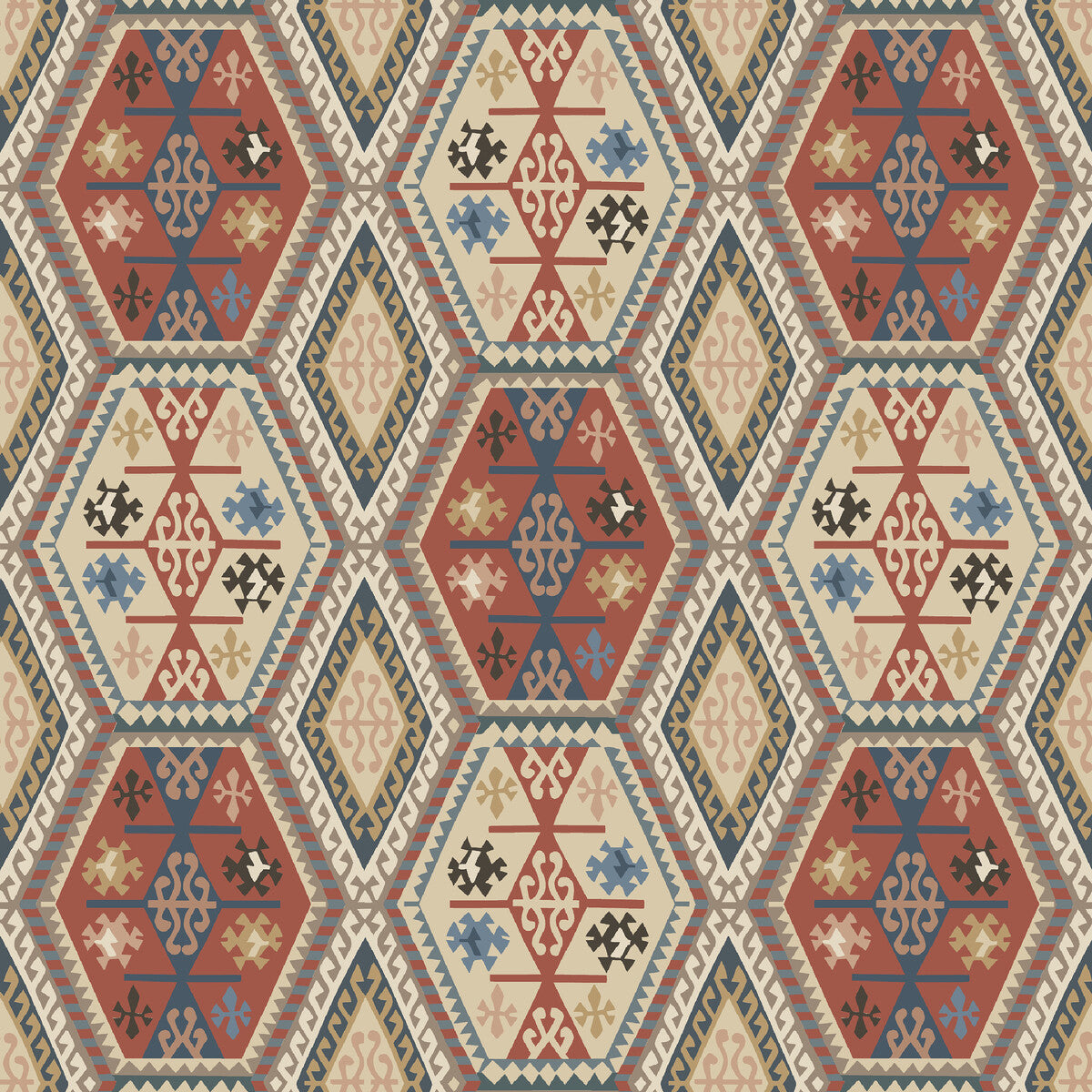 MULBERRY FG098.V110.0 BUCKLAND RED/BLUE Wallpaper - Eade's Wallpaper