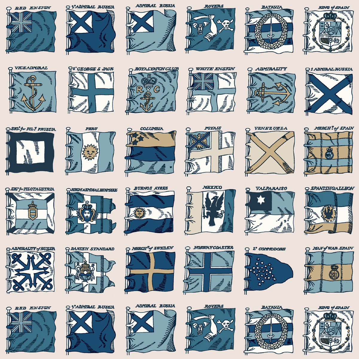 MULBERRY FG099.H101.0 NAVAL ENSIGNS BLUE Wallpaper - Eade's Wallpaper