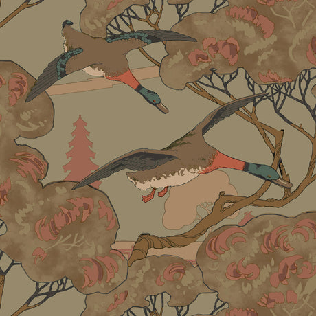 MULBERRY FG102.S108.0 GRAND FLYING DUCKS SAGE Wallpaper - Eade's Wallpaper