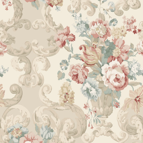 MULBERRY FG103.R114.0 FLORAL ROCOCO LOVAT/RED Wallpaper - Eade's Wallpaper