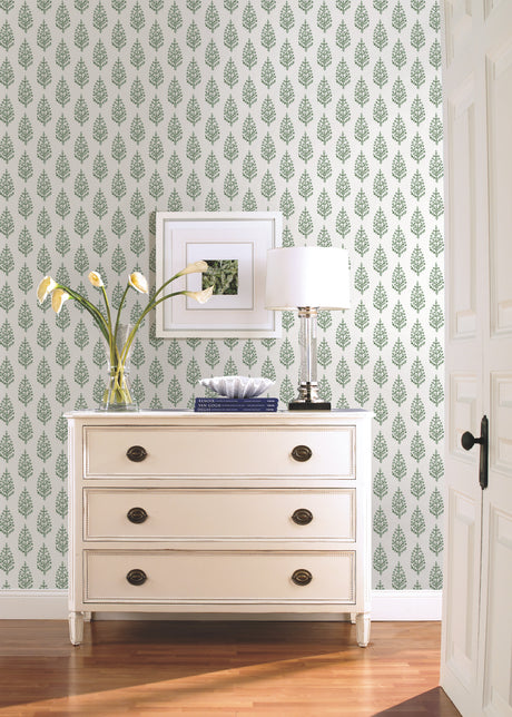 York FH4067 Paisley on Calico Green Wallpaper